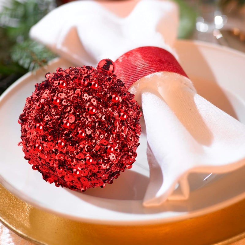 ZHANYIGY 4.25" Shatterproof Christmas Ball Ornaments, 4pc Red Set for Trees and Holiday Decor - Image 2